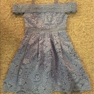 Blue laced mini dress